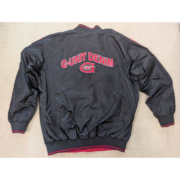 G-Unit Jacket Mens Large Black/Red Reversible Nylon Bomber - Picture 2 of 13